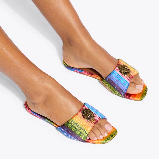 Carvela By Kurt Geiger KENSINGTON FLAT SANDAL Satin Printed Sandal By KURT GEIGER LONDON