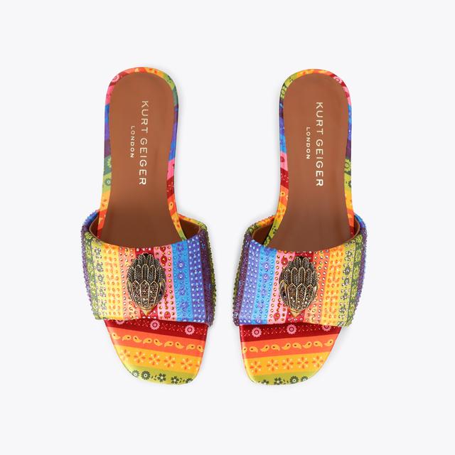 Carvela By Kurt Geiger KENSINGTON FLAT SANDAL Satin Printed Sandal By KURT GEIGER LONDON