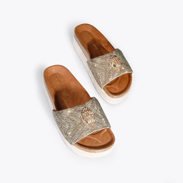 Carvela By Kurt Geiger KENSINGTON FLATFORM Houndstooth Crystal Platform Sandals By KURT GEIGER LONDON