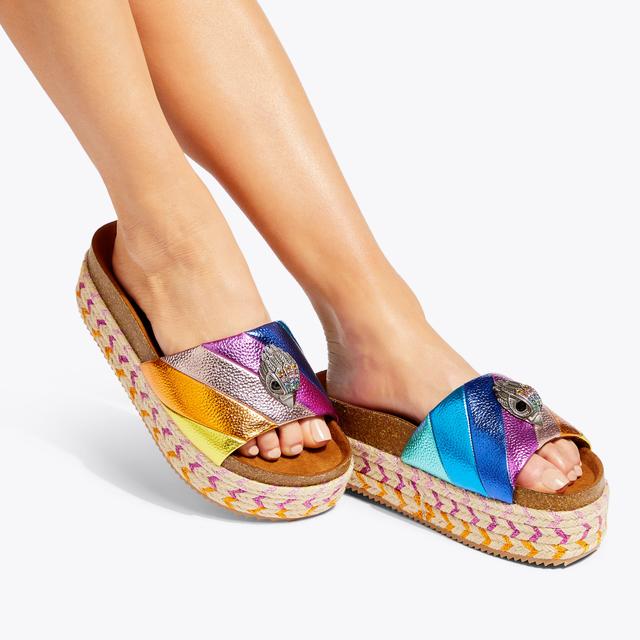 Carvela By Kurt Geiger KENSINGTON FLATFORM Rainbow Stripe Slip On Sandal By KURT GEIGER LONDON
