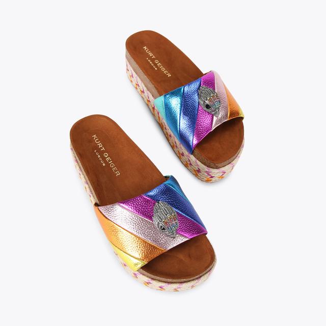 Carvela By Kurt Geiger KENSINGTON FLATFORM Rainbow Stripe Slip On Sandal By KURT GEIGER LONDON