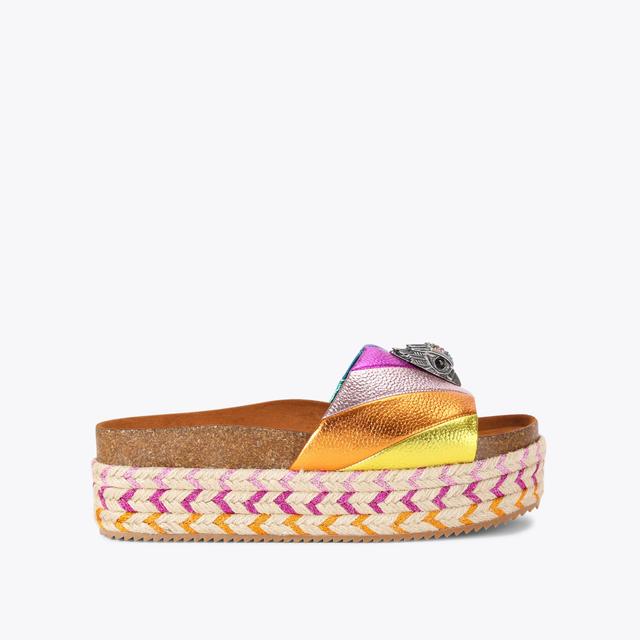 carvela by kurt geiger KENSINGTON FLATFORM Rainbow Stripe Slip On Sandal by KURT GEIGER LONDON