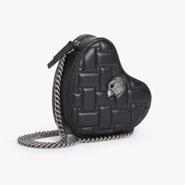 Carvela By Kurt Geiger KENSINGTON HEART X BODY Black Heart Quilted Leather Cross Body By KURT GEIGER LONDON