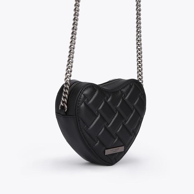Carvela By Kurt Geiger KENSINGTON HEART X BODY Black Heart Quilted Leather Cross Body By KURT GEIGER LONDON