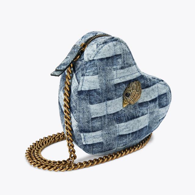 Carvela By Kurt Geiger KENSINGTON HEART X BODY Denim Woven Heart Cross Body Bag By KURT GEIGER LONDON