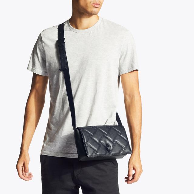 Carvela By Kurt Geiger KENSINGTON M BAG Quilted Black Leather Cross Body Bag By KURT GEIGER LONDON
