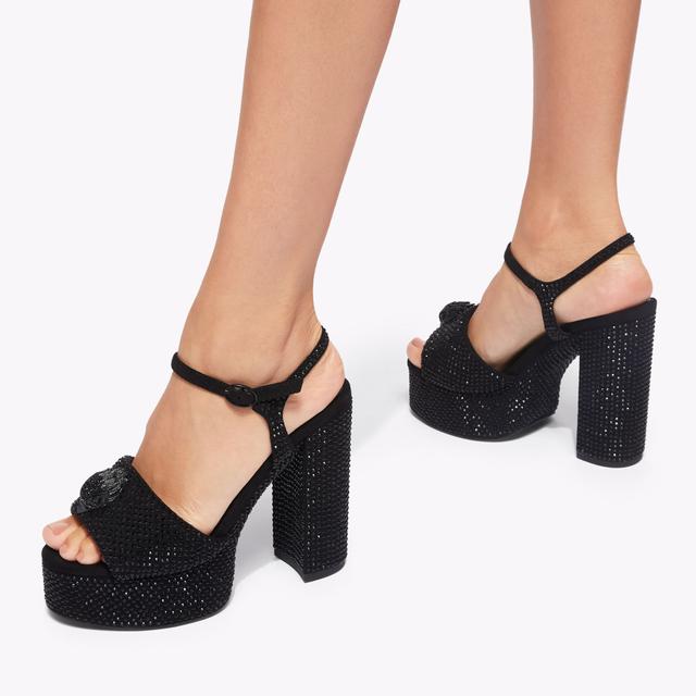 Carvela By Kurt Geiger KENSINGTON PLATFORM SDL Black Velvet Platform Heels By KURT GEIGER LONDON