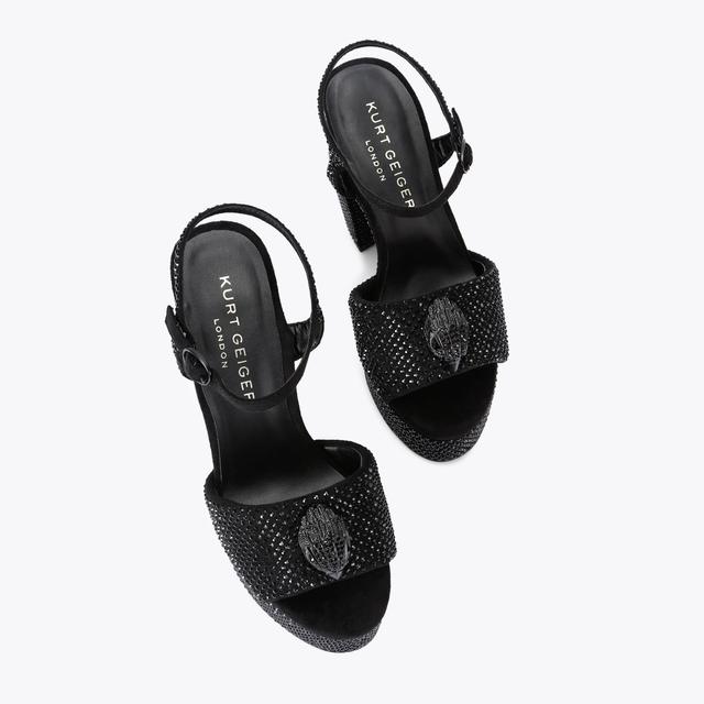 Carvela By Kurt Geiger KENSINGTON PLATFORM SDL Black Velvet Platform Heels By KURT GEIGER LONDON