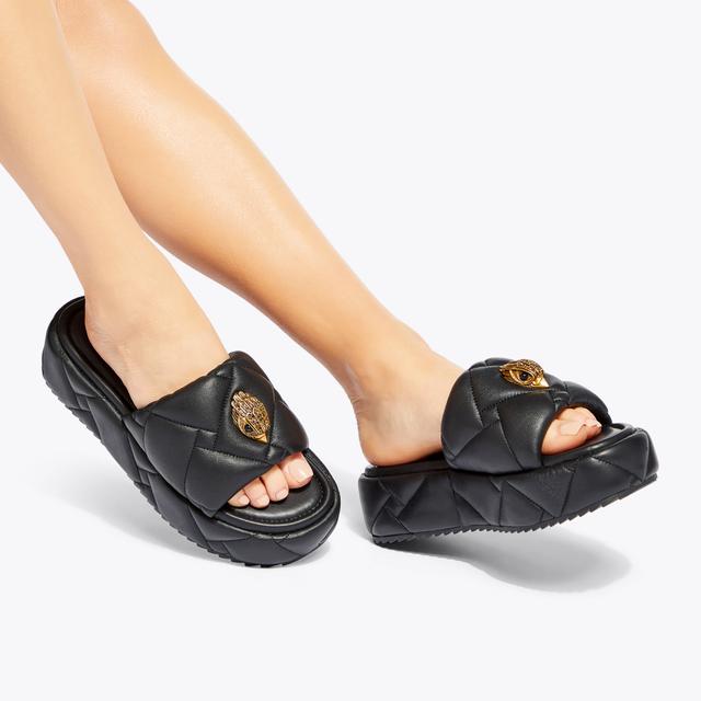 Carvela By Kurt Geiger KENSINGTON PUFF FLATFORM Black Slip On Sandals By KURT GEIGER LONDON