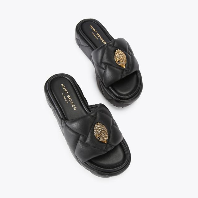 Carvela By Kurt Geiger KENSINGTON PUFF FLATFORM Black Slip On Sandals By KURT GEIGER LONDON