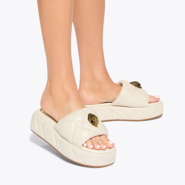Carvela By Kurt Geiger KENSINGTON PUFF FLATFORM Bone Leather Slip-On Sandals By KURT GEIGER LONDON