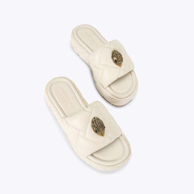 Carvela By Kurt Geiger KENSINGTON PUFF FLATFORM Bone Leather Slip-On Sandals By KURT GEIGER LONDON