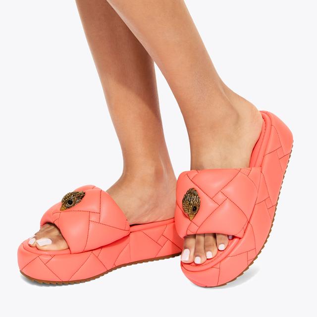 Carvela By Kurt Geiger KENSINGTON PUFF FLATFORM Peach Leather Puff Sandal By KURT GEIGER LONDON