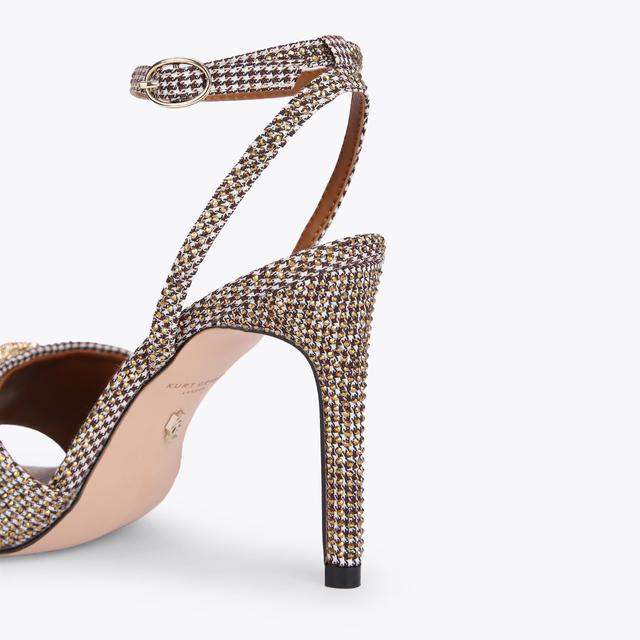Carvela By Kurt Geiger KENSINGTON SANDAL Beige Gold Gem Quilted Heels By KURT GEIGER LONDON