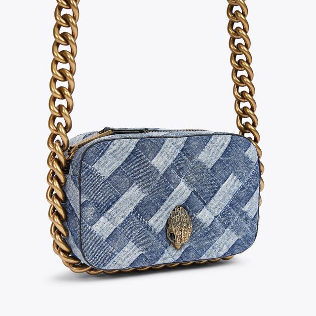 Carvela By Kurt Geiger KENSINGTON SM CAMERA CH Blue Denim Quilted Cross Body Chain By KURT GEIGER LONDON