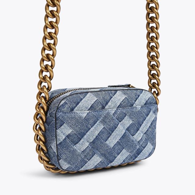 Carvela By Kurt Geiger KENSINGTON SM CAMERA CH Blue Denim Quilted Cross Body Chain By KURT GEIGER LONDON