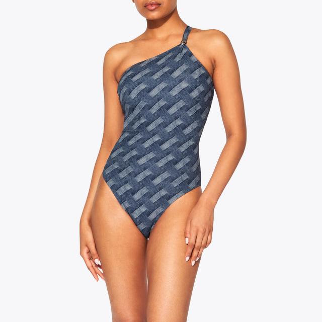 Carvela By Kurt Geiger KENSINGTON SWIMSUIT Denim Bleached Effect Swimsuit By KURT GEIGER LONDON