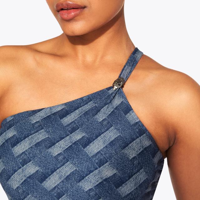 Carvela By Kurt Geiger KENSINGTON SWIMSUIT Denim Bleached Effect Swimsuit By KURT GEIGER LONDON