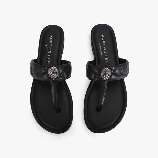 Carvela By Kurt Geiger KENSINGTON T-BAR SANDAL Black Slide On Toe Post Sandal By KURT GEIGER LONDON