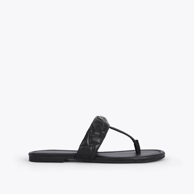 carvela by kurt geiger KENSINGTON T-BAR SANDAL Black Slide On Toe Post Sandal by KURT GEIGER LONDON