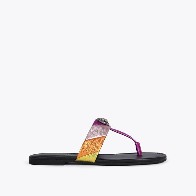 carvela by kurt geiger KENSINGTON T-BAR SANDAL Striped Metallic Toe Post Sandal by KURT GEIGER LONDON