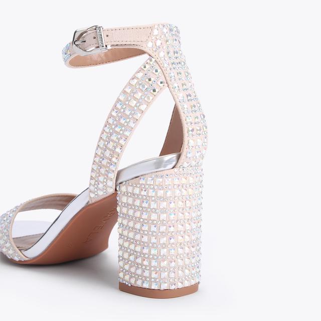 Carvela By Kurt Geiger KIANNI Blush Embellished Block Heel Sandal By CARVELA