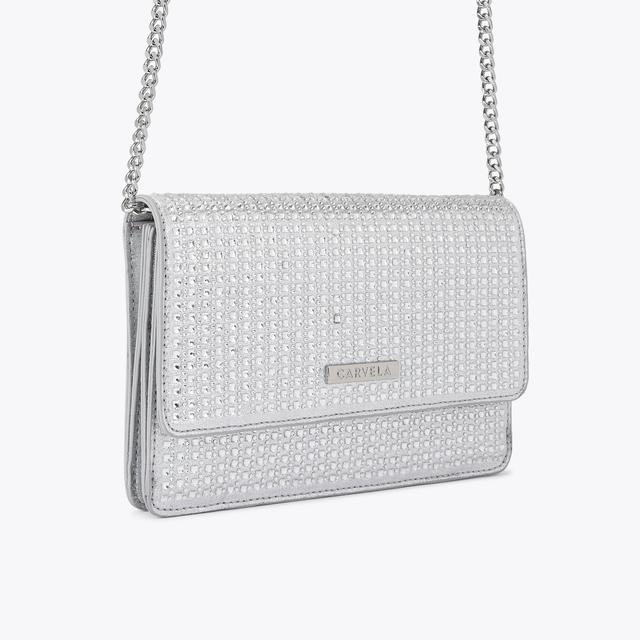 Carvela By Kurt Geiger KIANNI CLUTCH Silver Crystal Clutch By CARVELA