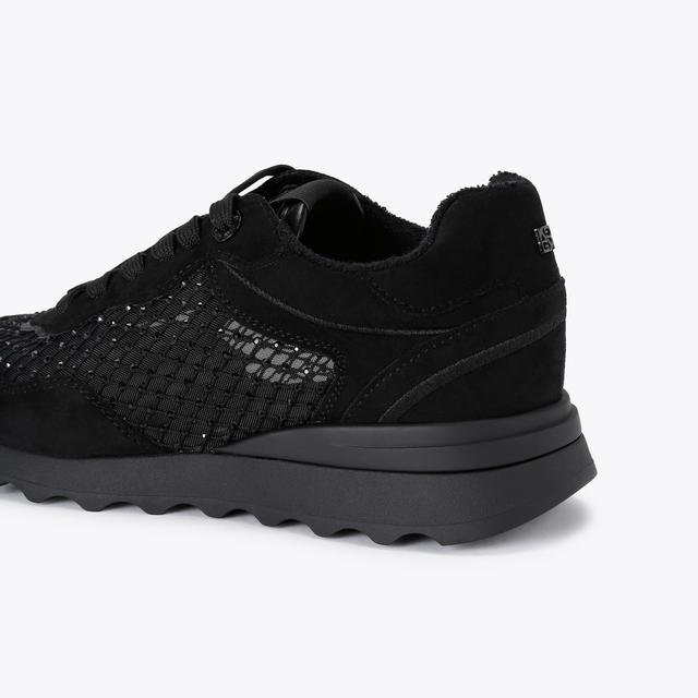 Carvela By Kurt Geiger KINDER Black Lace Up Mesh Crystal Sneaker By KG KURT GEIGER