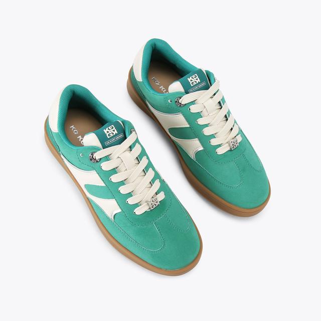 Carvela By Kurt Geiger KINDRED Green Metallic Lace Up Sneaker By KG KURT GEIGER