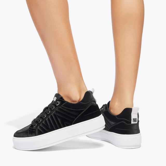 Carvela By Kurt Geiger KINGLY Black Velvet Lace Sneakers By KG KURT GEIGER