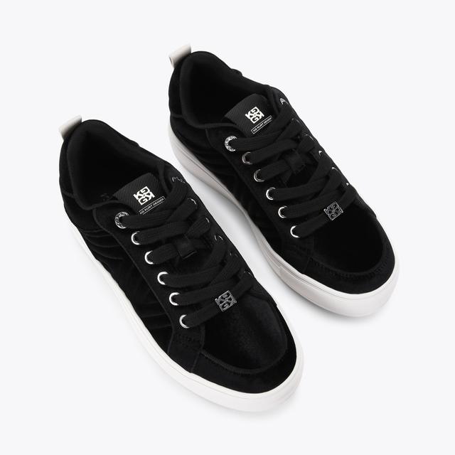 Carvela By Kurt Geiger KINGLY Black Velvet Lace Sneakers By KG KURT GEIGER