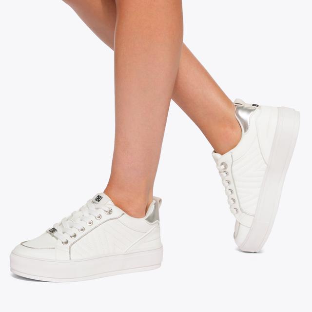 Carvela By Kurt Geiger KINGLY White Lace Up Sneaker By KG KURT GEIGER
