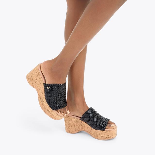 Carvela By Kurt Geiger KRYPTON WEAVE WEDGE Black Woven Wedge Heel By CARVELA COMFORT