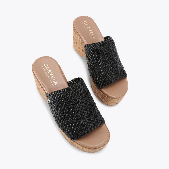 Carvela By Kurt Geiger KRYPTON WEAVE WEDGE Black Woven Wedge Heel By CARVELA COMFORT