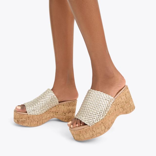 Carvela By Kurt Geiger KRYPTON WEAVE WEDGE Gold Woven Wedge Heel By CARVELA COMFORT