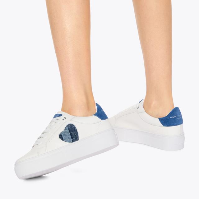 Carvela By Kurt Geiger LANA HEART White Blue Denim Sneaker By KURT GEIGER LONDON