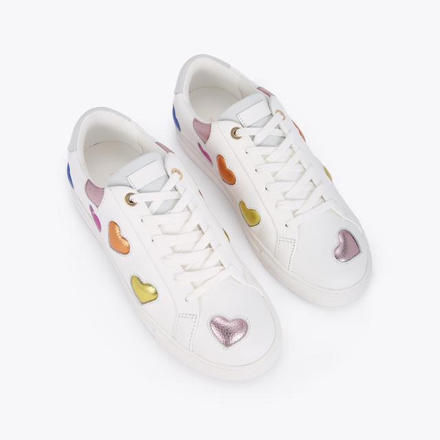 Carvela By Kurt Geiger LANE LOVE White Heart Detail Sneakers By KURT GEIGER LONDON