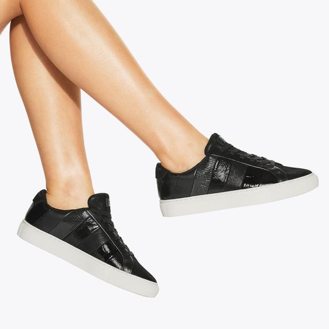Carvela By Kurt Geiger LANE STRIPE Black Leather Lace Up Sneaker By KURT GEIGER LONDON