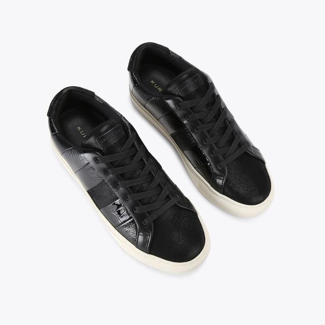Carvela By Kurt Geiger LANE STRIPE Black Leather Lace Up Sneaker By KURT GEIGER LONDON