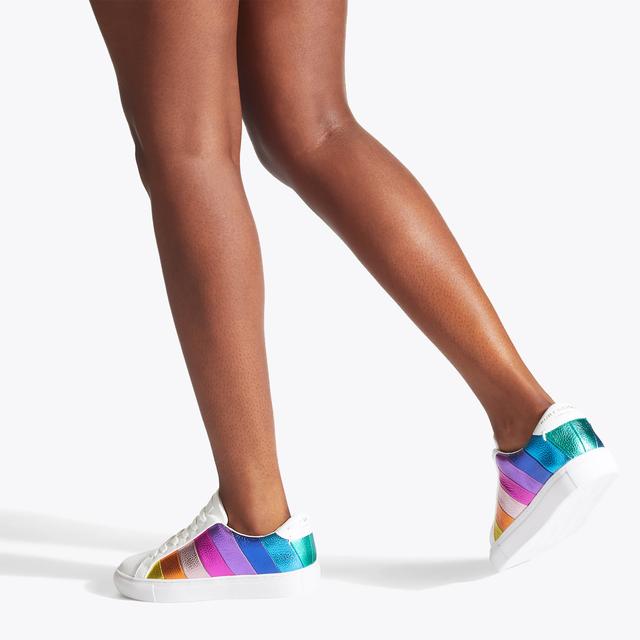 Carvela By Kurt Geiger LANE STRIPE Metallic Rainbow Leather Sneakers By KURT GEIGER LONDON