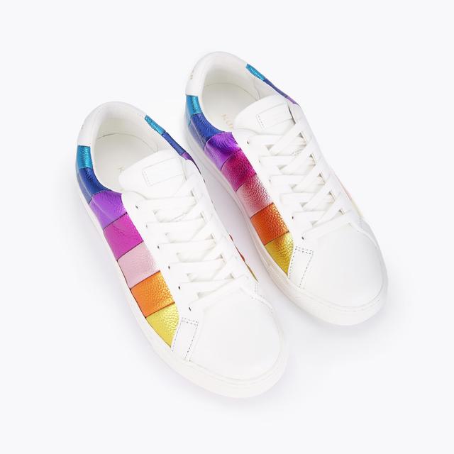 Carvela By Kurt Geiger LANE STRIPE Metallic Rainbow Leather Sneakers By KURT GEIGER LONDON