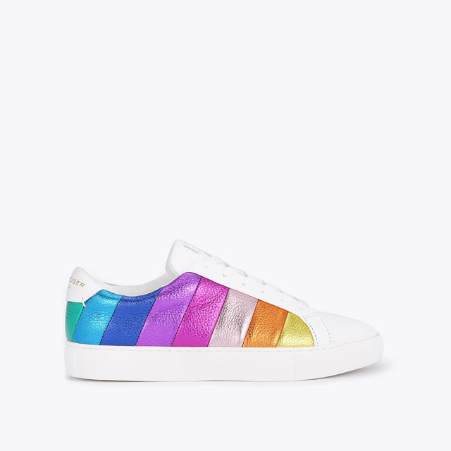 carvela by kurt geiger LANE STRIPE Metallic Rainbow Leather Sneakers by KURT GEIGER LONDON