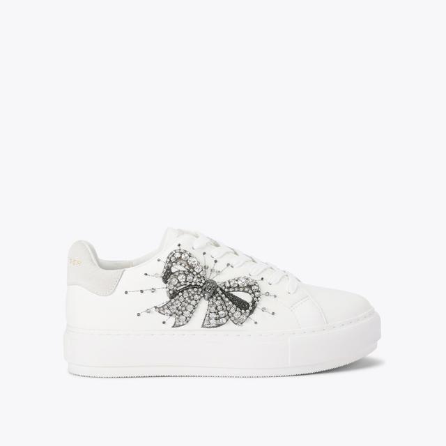 carvela by kurt geiger LANEY BOW EMB Black Leather Trainers by KURT GEIGER LONDON