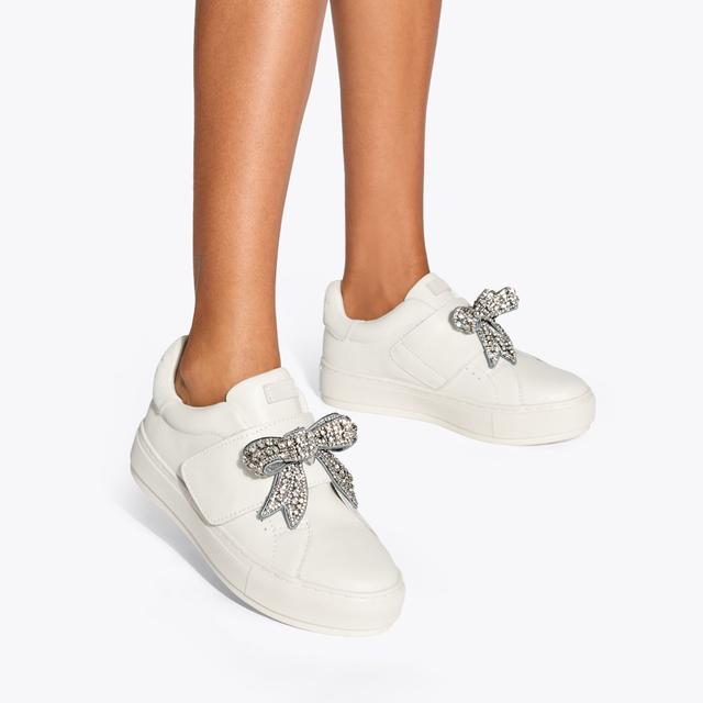 Carvela By Kurt Geiger LANEY BOW White Crystal Bow Sneaker By KURT GEIGER LONDON