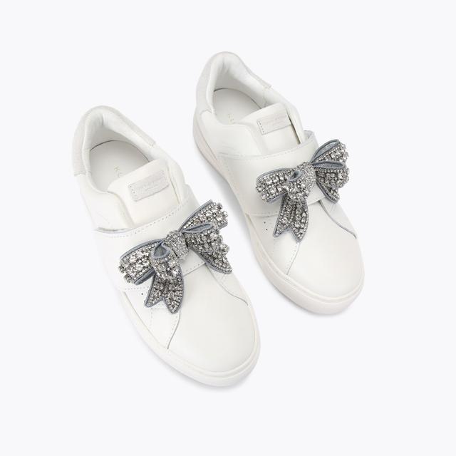 Carvela By Kurt Geiger LANEY BOW White Crystal Bow Sneaker By KURT GEIGER LONDON