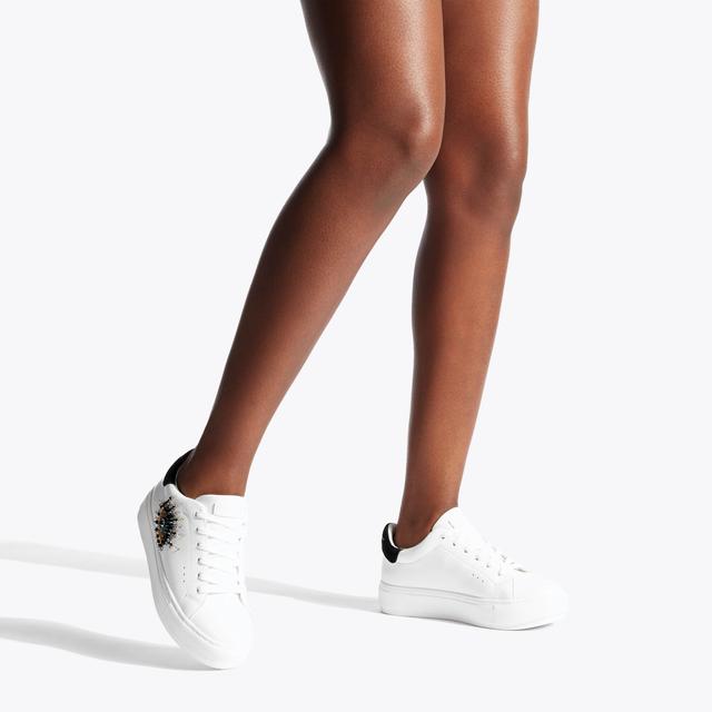 Carvela By Kurt Geiger LANEY EYE White Evil Eye Motif Leather Sneakers By KURT GEIGER LONDON