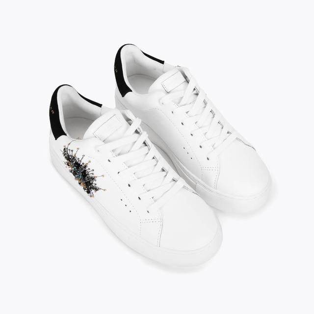 Carvela By Kurt Geiger LANEY EYE White Evil Eye Motif Leather Sneakers By KURT GEIGER LONDON