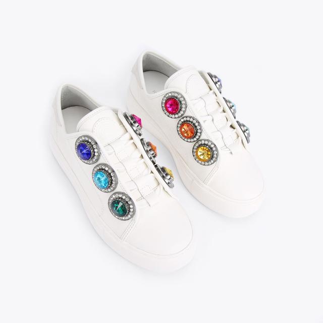 Carvela By Kurt Geiger LANEY OCTAVIA White Leather Slip On Sneakers By KURT GEIGER LONDON