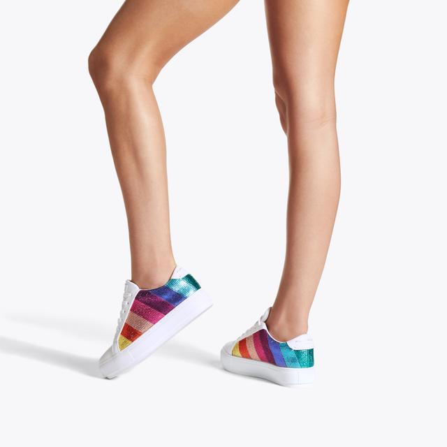 Carvela By Kurt Geiger LANEY STRIPE CRYSTAL Rainbow Stripe Crystal Lace Up Sneakers By KURT GEIGER LONDON
