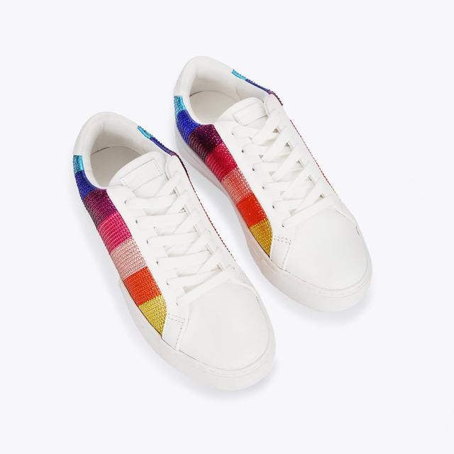 Carvela By Kurt Geiger LANEY STRIPE CRYSTAL Rainbow Stripe Crystal Lace Up Sneakers By KURT GEIGER LONDON